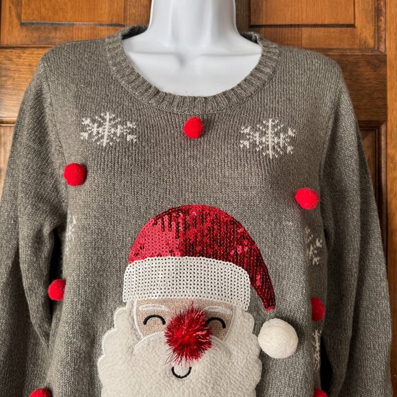 Karen Scott Gray Santa Claus Sweater Medium - Picture 4 of 11